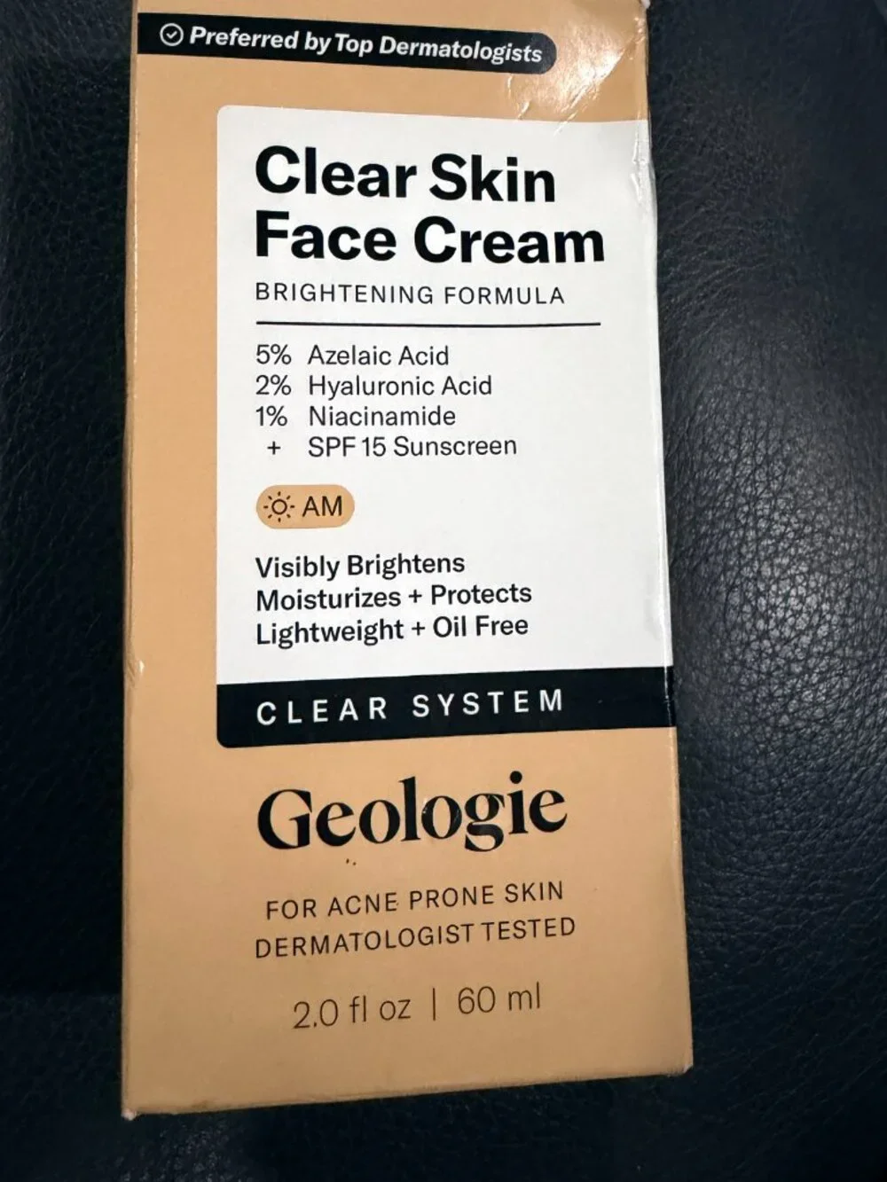 Geologie Clear Skin Face Cream Brightening Formula AM SPF 15 2 oz NIB Sealed